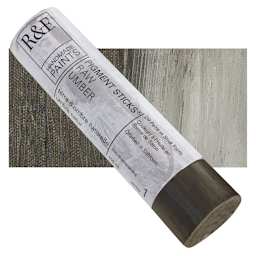 R&F Pigment Stick - Raw Umber, 100 ml stick and swatch