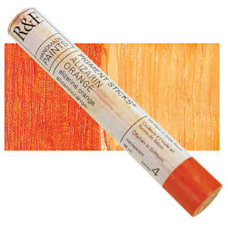 R&F Pigment Stick - Alizarin Orange, 38 ml stick and swatch