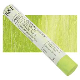R&F Pigment Stick - Cadmium Green Pale, 38 ml stick and swatch