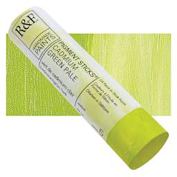 R&F Pigment Stick - Cadmium Green Pale, 100 ml stick and swatch