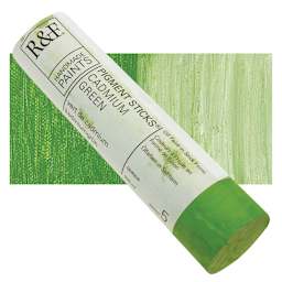 R&F Pigment Stick - Cadmium Green, 100 ml stick and swatch