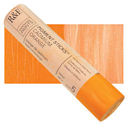 R&F Pigment Stick - Cadmium Orange, 188 ml stick and swatch