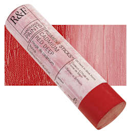 R&F Pigment Stick - Cadmium Red Deep, 100 ml stick and swatch