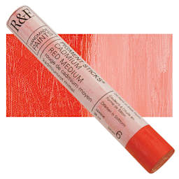 R&F Pigment Stick - Cadmium Red Medium, 38 ml stick and swatch