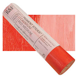 R&F Pigment Stick - Cadmium Red Medium, 188 ml stick and swatch