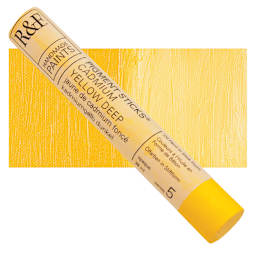 R&F Pigment Stick - Cadmium Yellow Deep, 38 ml stick and swatch