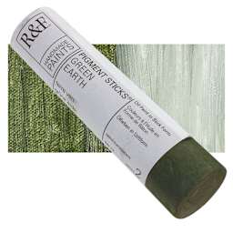 R&F Pigment Stick - Green Earth, 100 ml stick and swatch