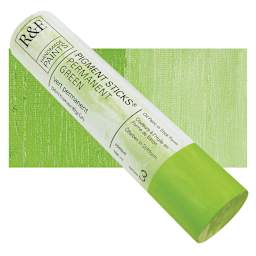 R&F Pigment Stick - Permanent Green, 188 ml stick and swatch