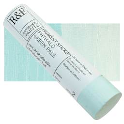 R&F Pigment Stick - Phthalo Green Pale, 100 ml stick and swatch