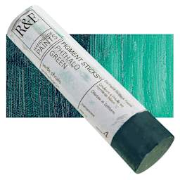 R&F Pigment Stick - Phthalo Green, 100 ml stick and swatch