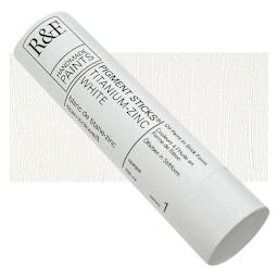 R&F Pigment Stick - Titanium Zinc White, 100 ml stick and swatch