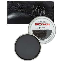 Enkaustikos Hot Cakes Encaustic Wax Paint - Jet Black, 45 ml Tin and swatch
