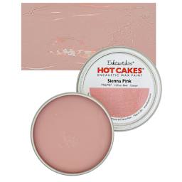 Enkaustikos Hot Cakes Encaustic Wax Paint - Sienna Pink, 45 ml tin and swatch