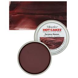 Enkaustikos Hot Cakes Encaustic Wax Paint - Perylene Maroon, 45 ml tin and swatch