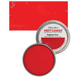 Enkaustikos Hot Cakes Encaustic Wax Paint - Naphthol Red, 45 ml tin and swatch