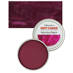 Enkaustikos Hot Cakes Encaustic Wax Paint - Quinacridone Magenta, 45 ml tin and swatch