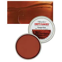 Enkaustikos Hot Cakes Encaustic Wax Paint - Pompeii Red, 45 ml tin and swatch