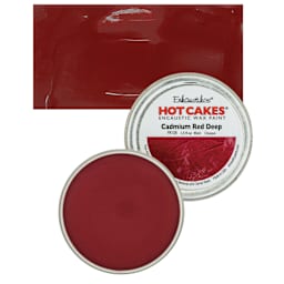 Enkaustikos Hot Cakes Encaustic Wax Paint - Cadmium Red Deep, 45 ml tin and swatch