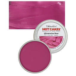 Enkaustikos Hot Cakes Encaustic Wax Paint - Ultramarine Rose, 45 ml tin and swatch