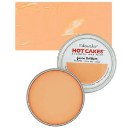 Enkaustikos Hot Cakes Encaustic Wax Paint - Jaune Brilliant, 45 ml tin and swatch