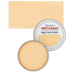 Enkaustikos Hot Cakes Encaustic Wax Paint - Naples Yellow Reddish, 45 ml tin and swatch