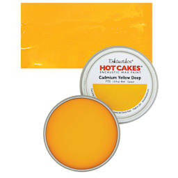 Enkaustikos Hot Cakes Encaustic Wax Paint - Cadmium Yellow Deep, 45 ml tin and swatch