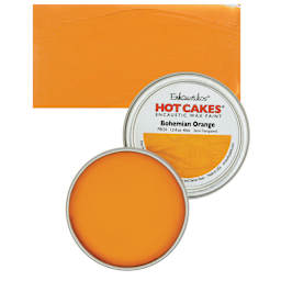 Enkaustikos Hot Cakes Encaustic Wax Paint - Bohemian Orange, 45 ml tin and swatch