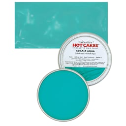 Enkaustikos Hot Cakes Encaustic Wax Paint - Cobalt Aqua, 45 ml tin and swatch