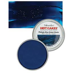 Enkaustikos Hot Cakes Encaustic Wax Paint - Phthalo Blue Green Shade, 45 ml tin and swatch