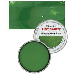 Enkaustikos Hot Cakes Encaustic Wax Paint - Chromium Oxide Green, 45 ml tin and swatch