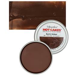 Enkaustikos Hot Cakes Encaustic Wax Paint - Burnt Umber, 45 ml tin and swatch