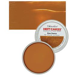 Enkaustikos Hot Cakes Encaustic Wax Paint - Raw Sienna, 45 ml tin and swatch