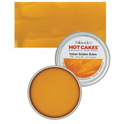 Enkaustikos Hot Cakes Encaustic Wax Paint - Italian Golden Ochre, 45 ml tin and swatch