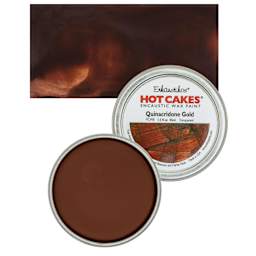 Enkaustikos Hot Cakes Encaustic Wax Paint - Quinacridone Gold, 45 ml tin and swatch