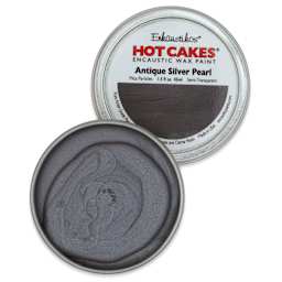 Enkaustikos Hot Cakes Encaustic Paint - Antique Silver Pearl, 45 ml tin