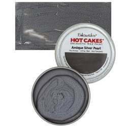 Enkaustikos Hot Cakes Encaustic Wax Paint - Antique Silver Pearl, 45 ml tin and swatch