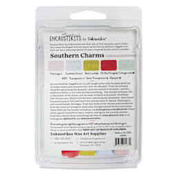 Enkaustikos Hot Sticks Encaustic Paints - Set of 5, Patricia Seggebruch Southern Charm, 13 ml stick back of package