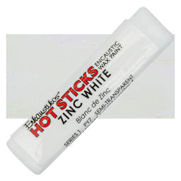 Enkaustikos Hot Sticks Encaustic Wax Paint - Zinc White, 13 ml Stick and swatch