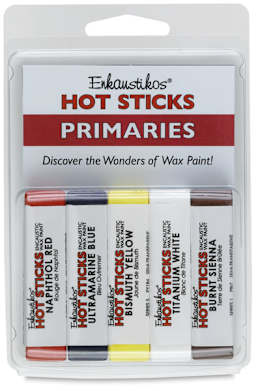 Enkaustikos Hot Sticks Encaustic Paints - Set of 5, Primary Colors, 13 ml sticks