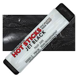 Enkaustikos Hot Sticks Encaustic Wax Paint - Jet Black, 13 ml Stick and swatch
