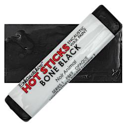 Enkaustikos Hot Sticks Encaustic Wax Paint - Bone Black, 13 ml stick and swatch