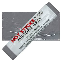 Enkaustikos Hot Sticks Encaustic Wax Paint - Midtone Gray, 13 ml Stick and swatch
