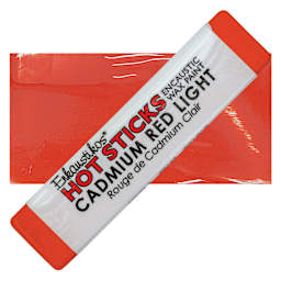 Enkaustikos Hot Sticks Encaustic Wax Paint - Cadmium Red Light, 13 ml Stick and swatch