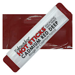 Enkaustikos Hot Sticks Encaustic Wax Paint - Cadmium Red Deep, 13 ml Stick and swatch