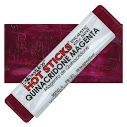 Enkaustikos Hot Sticks Encaustic Wax Paint - Quinacridone Magenta, 13 ml stick and swatch