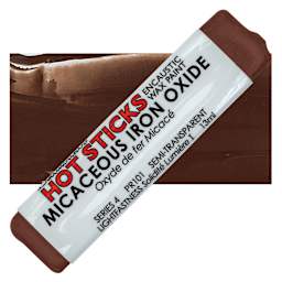 Enkaustikos Hot Sticks Encaustic Wax Paint - Micaceous Iron Oxide, 13 ml stick and swatch