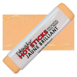 Enkaustikos Hot Sticks Encaustic Wax Paint - Jaune Brilliant, 13 ml stick and swatch
