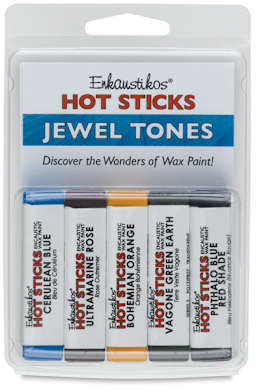 Enkaustikos Hot Sticks Encaustic Paints - Set of 5, Jewel Tone Colors, 13 ml sticks