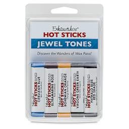 Enkaustikos Hot Sticks Encaustic Paint Sets - Front of package of 5 pc Jewel Tones Set