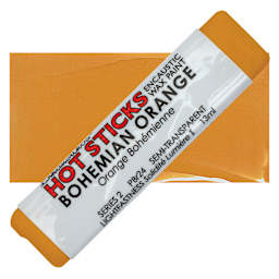 Enkaustikos Hot Sticks Encaustic Wax Paint - Bohemian Orange, 13 ml stick and swatch